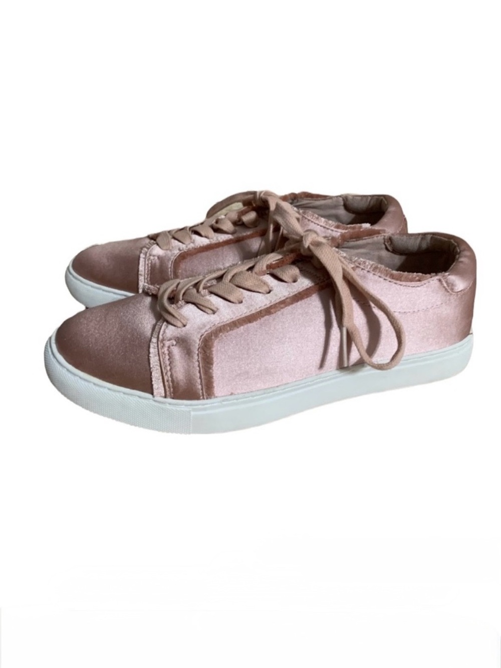 Reaction Kenneth Cole 8W women Joey satin sneaker platform rose pink lace up